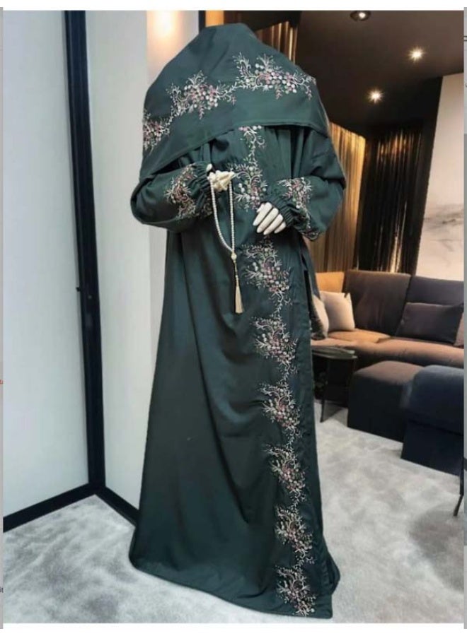 A Very Luxurious Embroidered Prayer Shawl With An Attached, Wide, And Comfortable Veil.