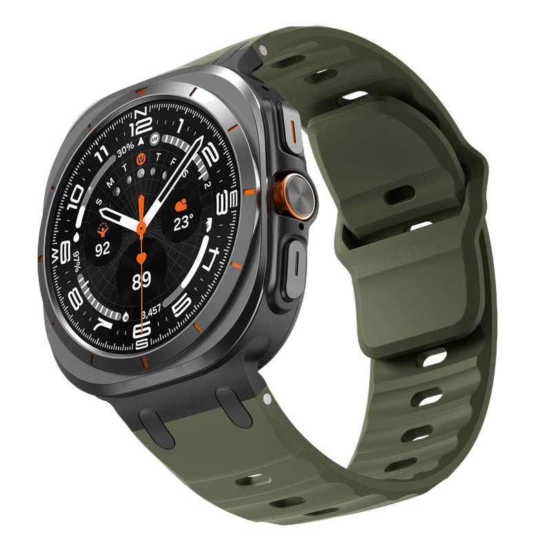 AD Green Silicone Sport Smartwatch Band Compatible with Samsung Galaxy Watch Ultra with Adjustable Fit Soft Strap and Quick Daily Replacement - Image 1