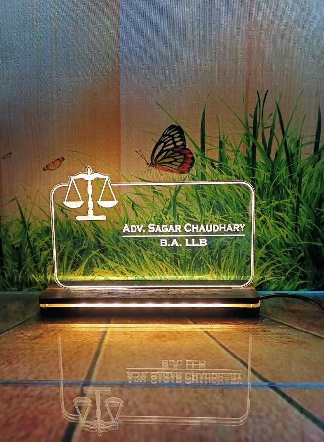 OSMLY Engraved Table Sign Stand, Laser Engraved Acrylic Sign or Name Plate for ADVOCATE, Doctor, Teacher, Medical, Proprotor office Dashboard with Warm White Light (6 x 8 inch) - Image 2