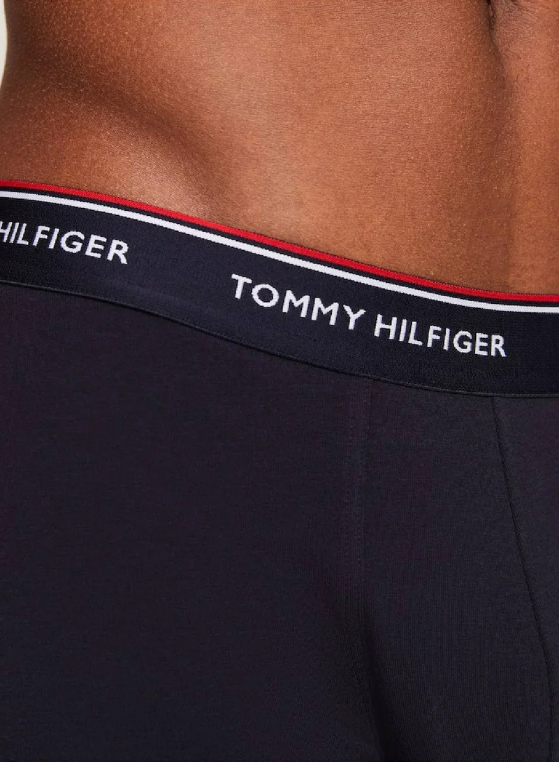 TOMMY HILFIGER Men's 3-Pack Premium Essential Logo Waistband Trunks - Cotton, Multicolor