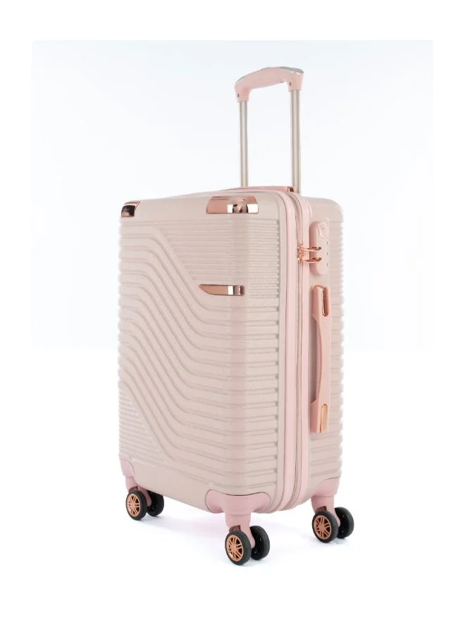 ليمرا طقم شنط سفر مكون من خمس حقائب أمتعة لون وردي بمقاس 32"/28"/24"/20"/12 انش