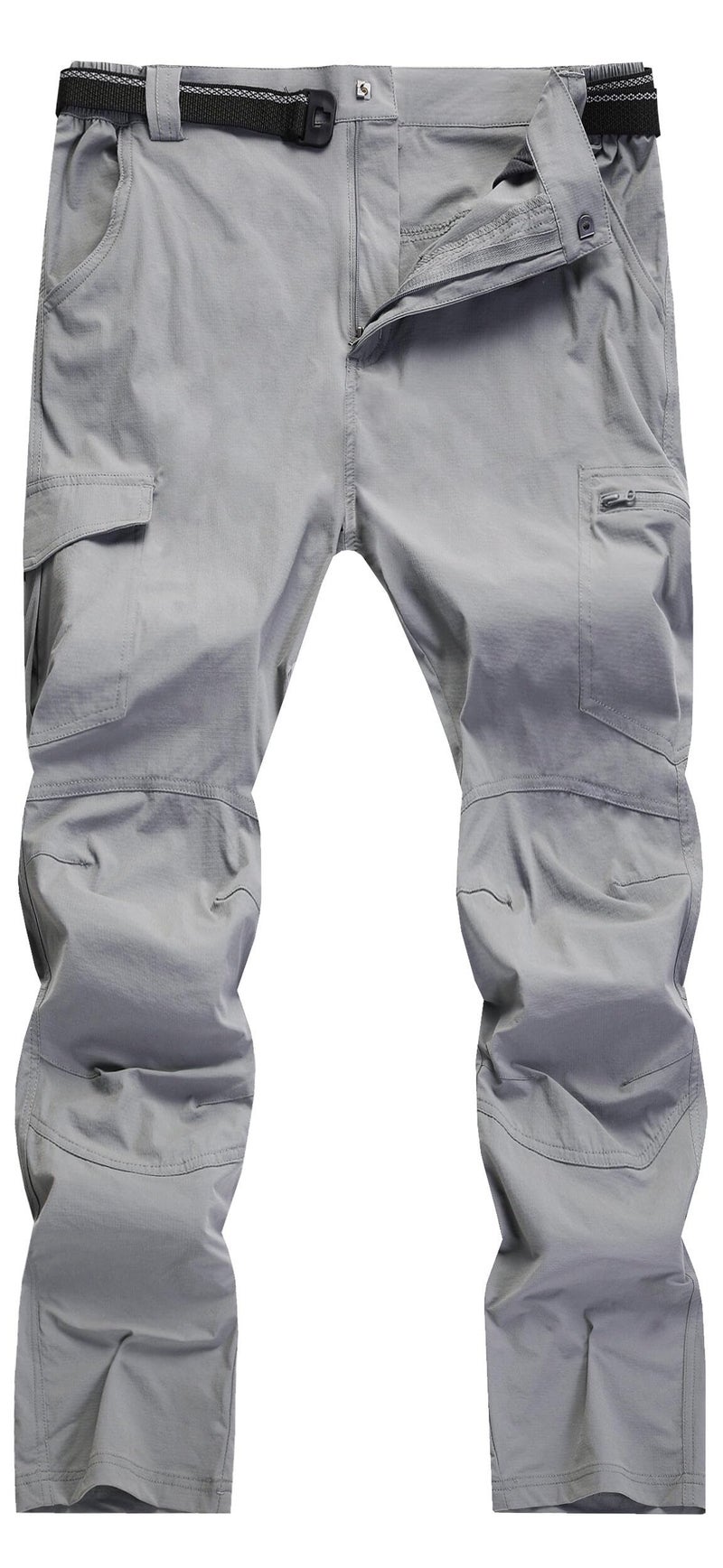AREOUTS Men's Cargo Work Hiking Pants Lightweight Water Resistant Quick Dry Fishing Travel Camping Outdoor Breathable Multi Pockets Light Grey XL - Image 2