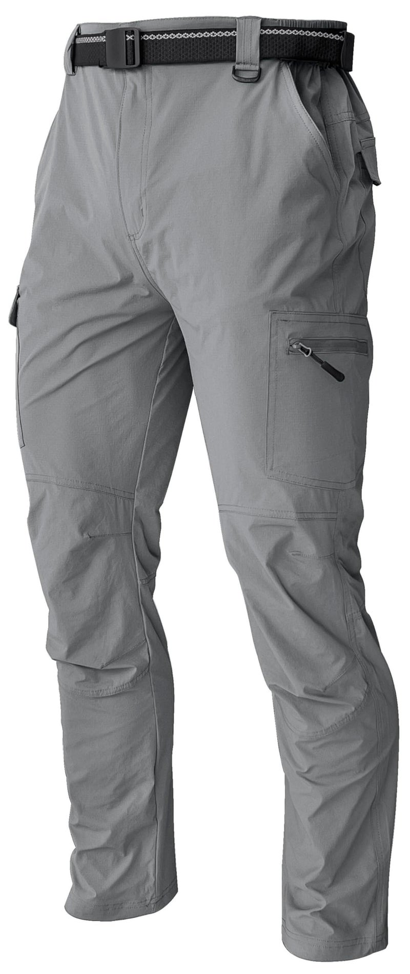AREOUTS Men's Cargo Work Hiking Pants Lightweight Water Resistant Quick Dry Fishing Travel Camping Outdoor Breathable Multi Pockets Light Grey XL - Image 1