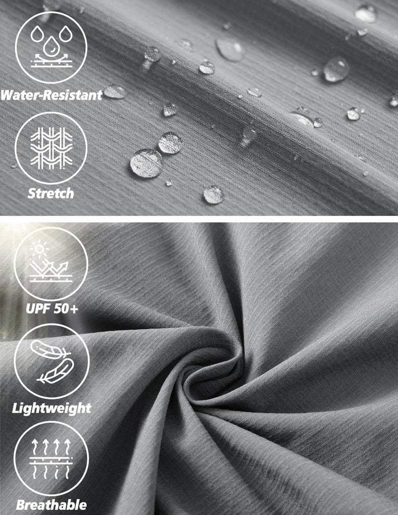 AREOUTS Men's Cargo Work Hiking Pants Lightweight Water Resistant Quick Dry Fishing Travel Camping Outdoor Breathable Multi Pockets Light Grey XL - Image 4