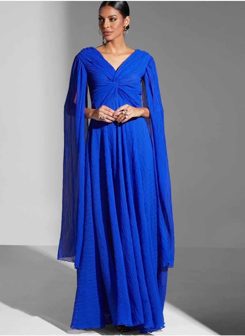 Namshi x Hadia Ghaleb Pleated Twist Front Dress  - Image 1