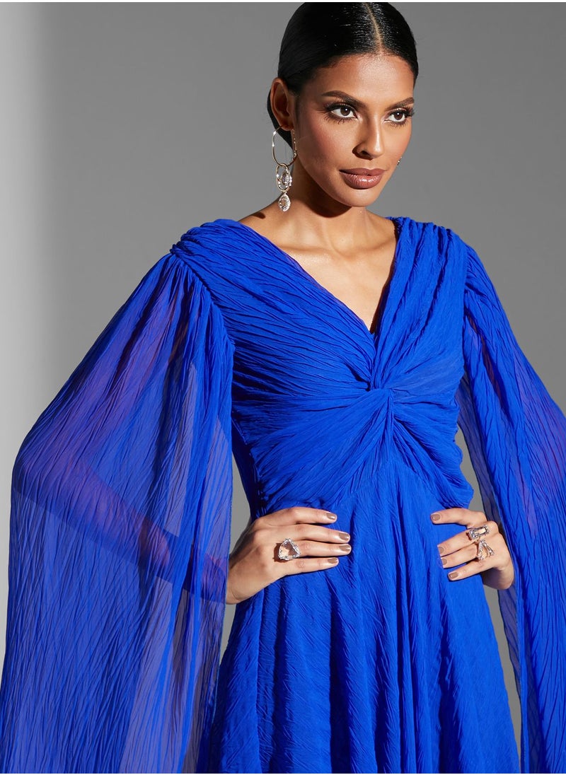 Namshi x Hadia Ghaleb Pleated Twist Front Dress  - Image 3