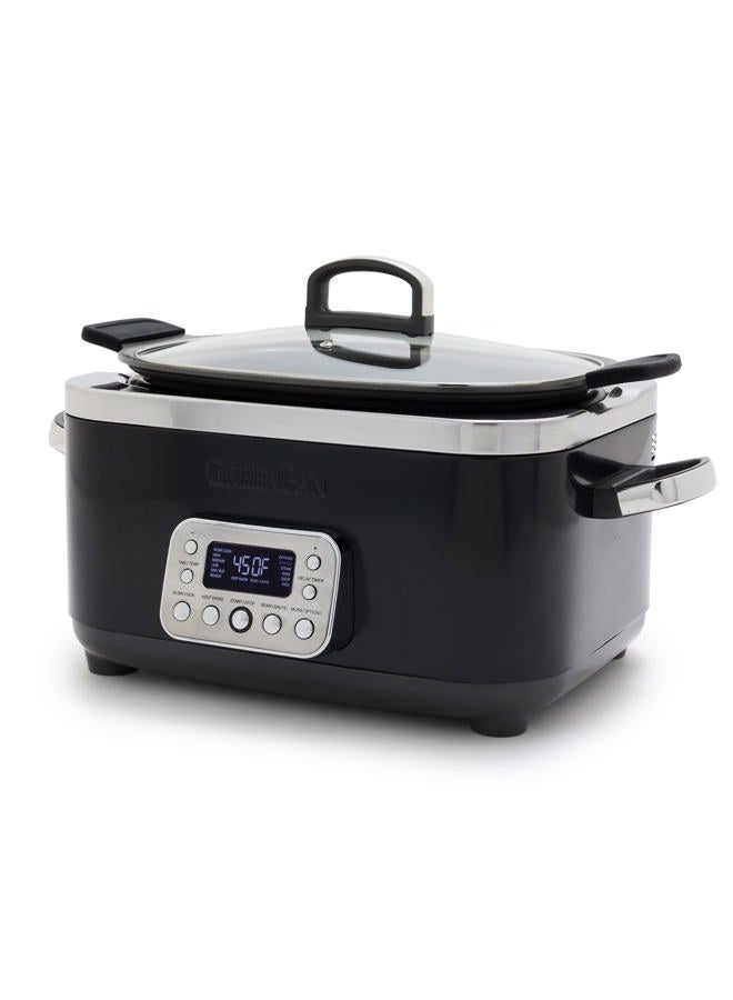 Greenpan Elite 8-in-1 Programmable 6QT Electric Slow Cooker, Dishwasher Safe Lid & Removable Crock, PFAS-Free Healthy Ceramic Nonstick Multi-Cooker, Sear, Sauté, Brown, Steam Basket, Roast, Black - Image 1