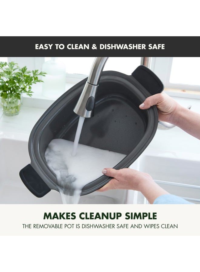 Greenpan Elite 8-in-1 Programmable 6QT Electric Slow Cooker, Dishwasher Safe Lid & Removable Crock, PFAS-Free Healthy Ceramic Nonstick Multi-Cooker, Sear, Sauté, Brown, Steam Basket, Roast, Black - Image 4