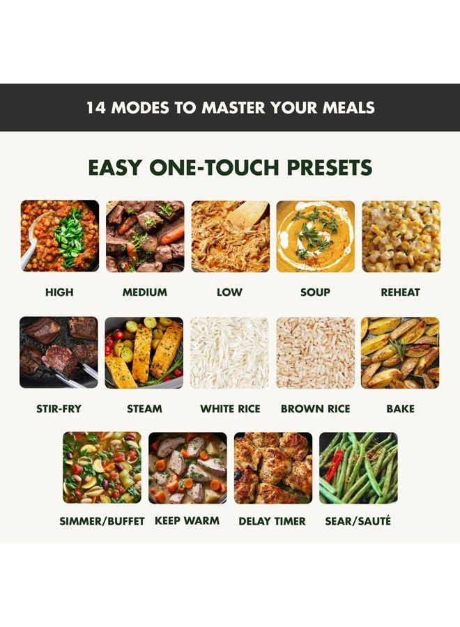 Greenpan Elite 8-in-1 Programmable 6QT Electric Slow Cooker, Dishwasher Safe Lid & Removable Crock, PFAS-Free Healthy Ceramic Nonstick Multi-Cooker, Sear, Sauté, Brown, Steam Basket, Roast, Black - Image 2