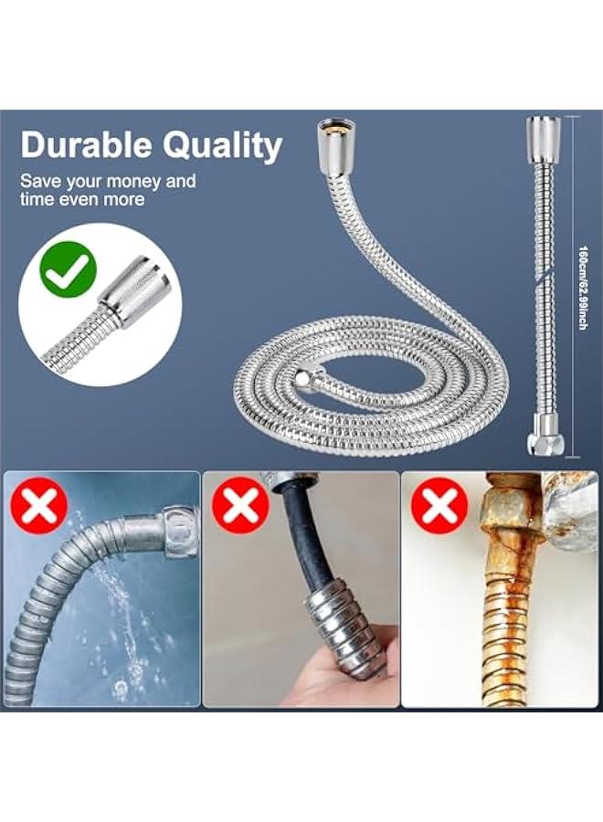 Stainless Steel Shower Hose, 63 Inches Extra Long, Handheld Shower Head with Anti-Twist Protection, Universal Replacement, Chrome - Image 4