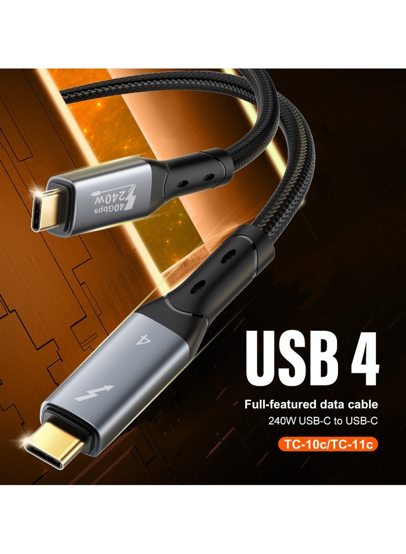 لدنيو كابل LDNIO USB-4 بقوة 240W من USB-C إلى USB-C بسرعة نقل بيانات 40 جيجابت في الثانية بدقة 8K وتردد 60 هرتز أو دقة 4K مزدوجة وتردد 60 هرتز - بطول متر واحد-اسود - Image 2