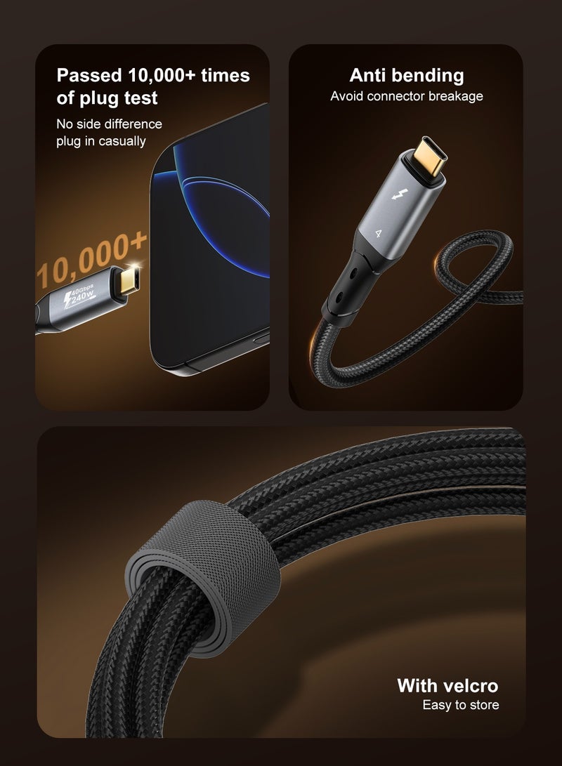 لدنيو كابل LDNIO USB-4 بقوة 240W من USB-C إلى USB-C بسرعة نقل بيانات 40 جيجابت في الثانية بدقة 8K وتردد 60 هرتز أو دقة 4K مزدوجة وتردد 60 هرتز - بطول متر واحد-اسود - Image 5