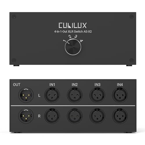 Cubilux ASX2 4In1Out Stereo XLR Selector Passive Balanced XLR Linein Audio Switcher Microphone Switch Box Full Aluminum Alloy Case Support Phantom Power Passes Through - Image 1