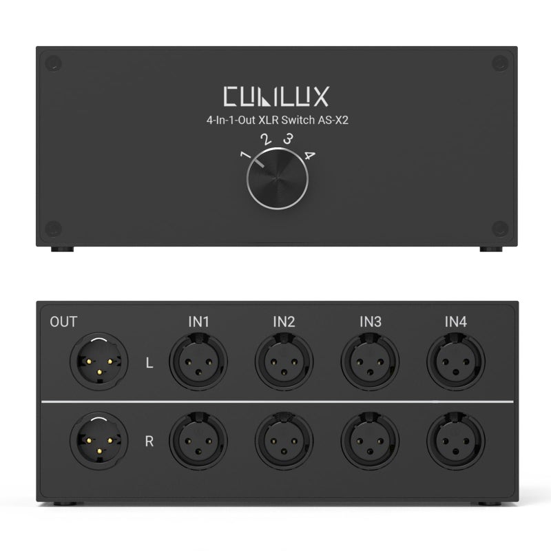 Cubilux ASX2 4In1Out Stereo XLR Selector Passive Balanced XLR Linein Audio Switcher Microphone Switch Box Full Aluminum Alloy Case Support Phantom Power Passes Through - Image 2