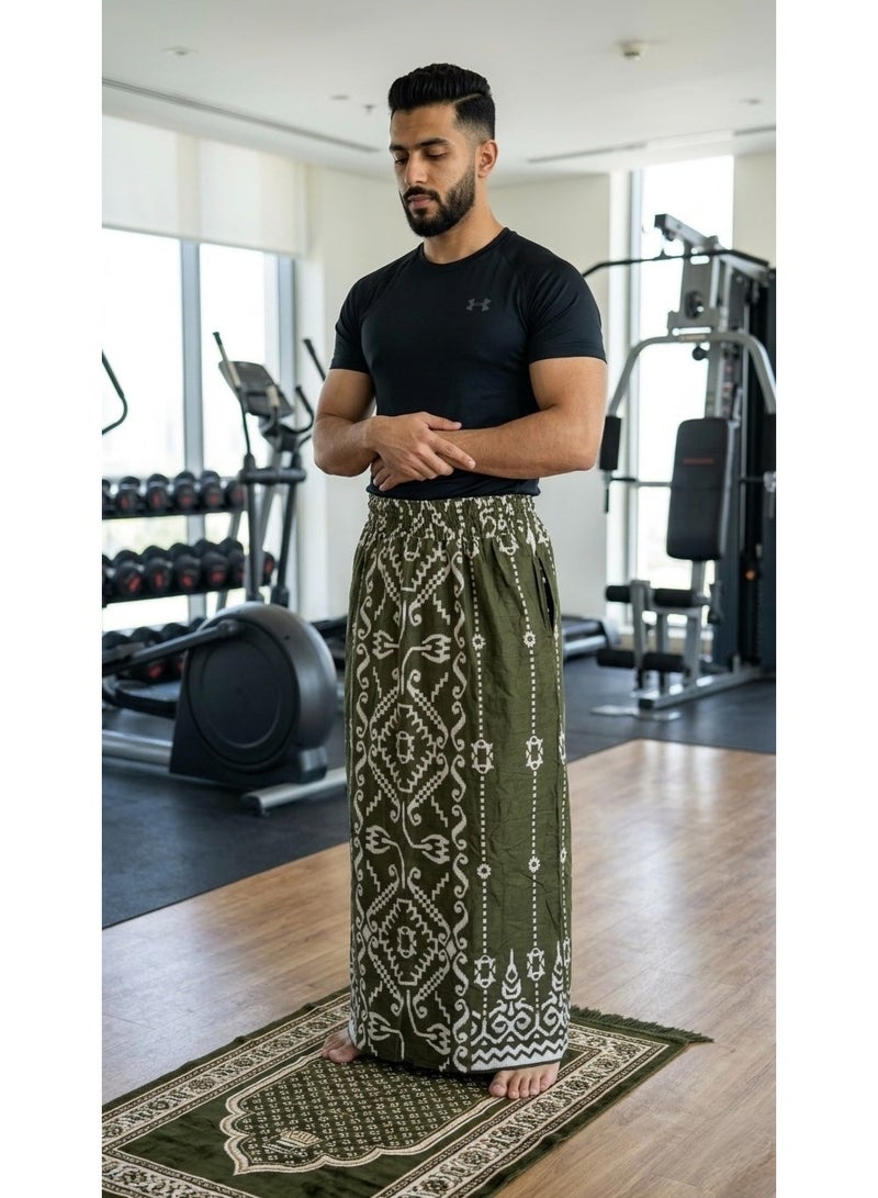 BHNS Elastic Izar for Men with Side Pocket – Ultra Comfortable & Breathable Summer Wear This men's Izar is designed for maximum comfort in hot weather. Made from lightweight and cool fabric, it's ideal for home, sleeping, workouts, prayer time, and everyday wear. Features a stretchable waistband and a side pocket for convenience. Perfect for athletes, lounging, or light exercise. A practical alternative to shorts or traditional wraps. - Image 2