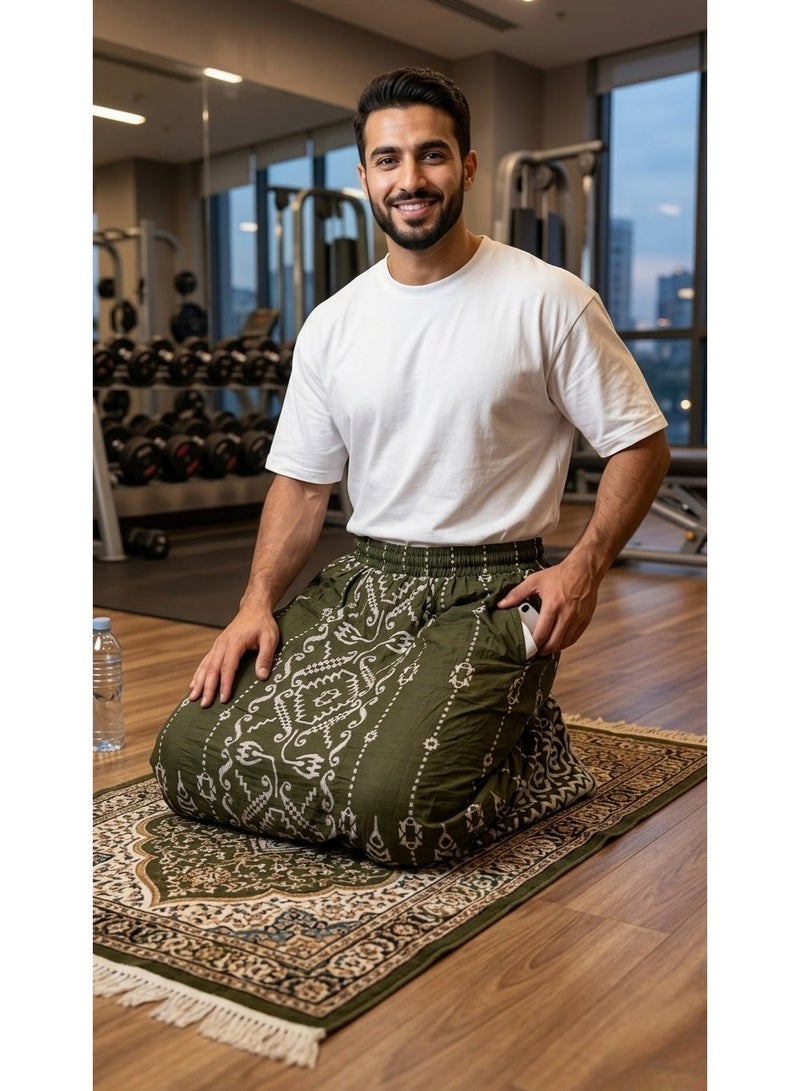 BHNS Elastic Izar for Men with Side Pocket – Ultra Comfortable & Breathable Summer Wear This men's Izar is designed for maximum comfort in hot weather. Made from lightweight and cool fabric, it's ideal for home, sleeping, workouts, prayer time, and everyday wear. Features a stretchable waistband and a side pocket for convenience. Perfect for athletes, lounging, or light exercise. A practical alternative to shorts or traditional wraps. - Image 5