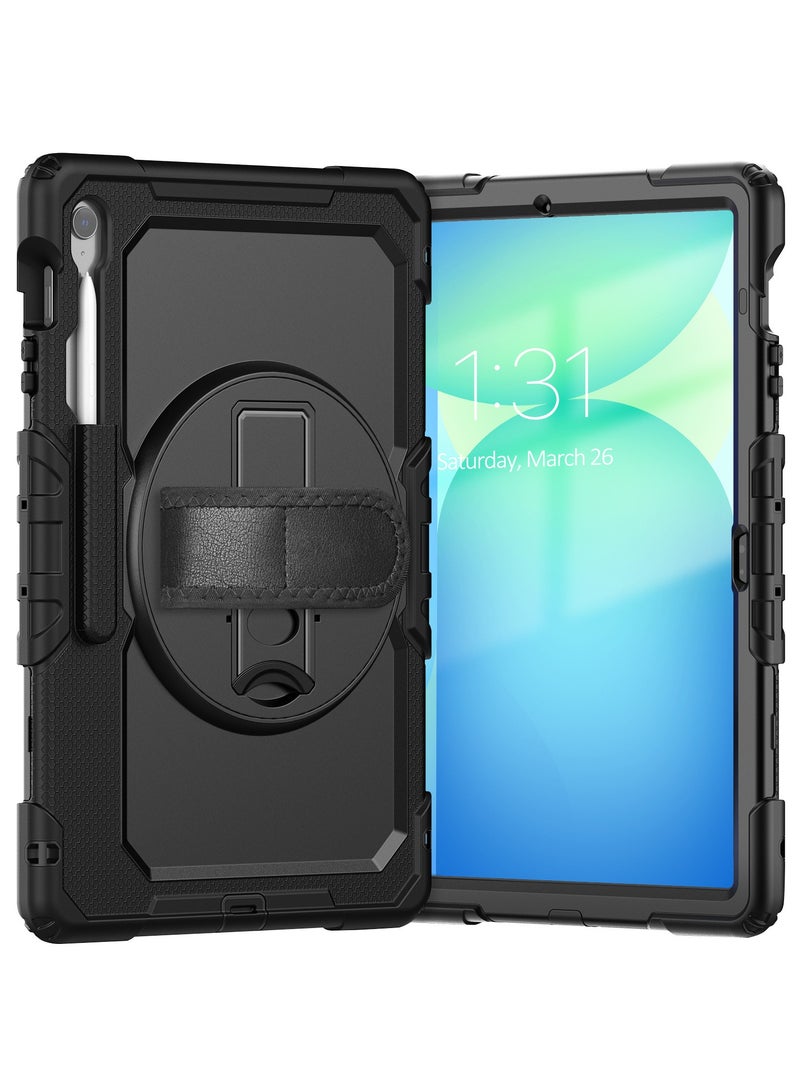 غطاء متوافق مع سامسونج جالكسي تاب S10 FE بلس 13.1 بوصة موديل 2025 (SM-X620/X626B) - غطاء مقاوم للصدمات مع حزام يد دوار 360 درجة/حامل/حزام كتف - Image 1