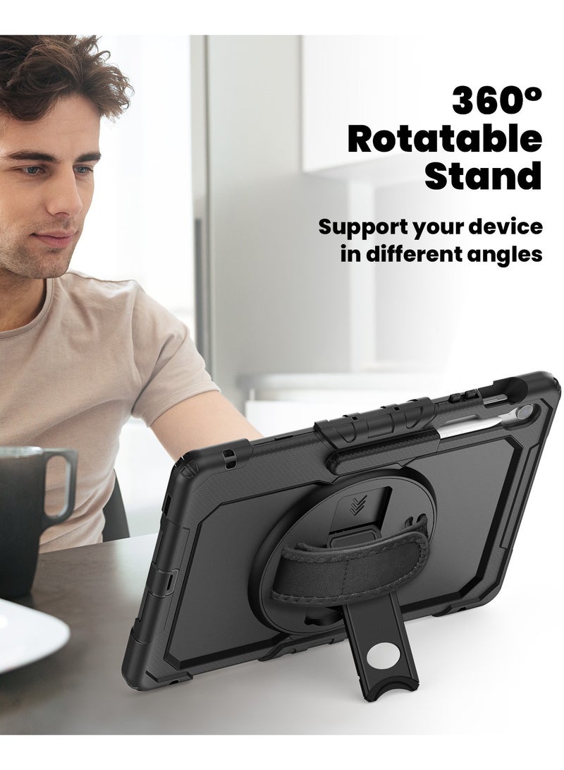غطاء متوافق مع سامسونج جالكسي تاب S10 FE بلس 13.1 بوصة موديل 2025 (SM-X620/X626B) - غطاء مقاوم للصدمات مع حزام يد دوار 360 درجة/حامل/حزام كتف - Image 4