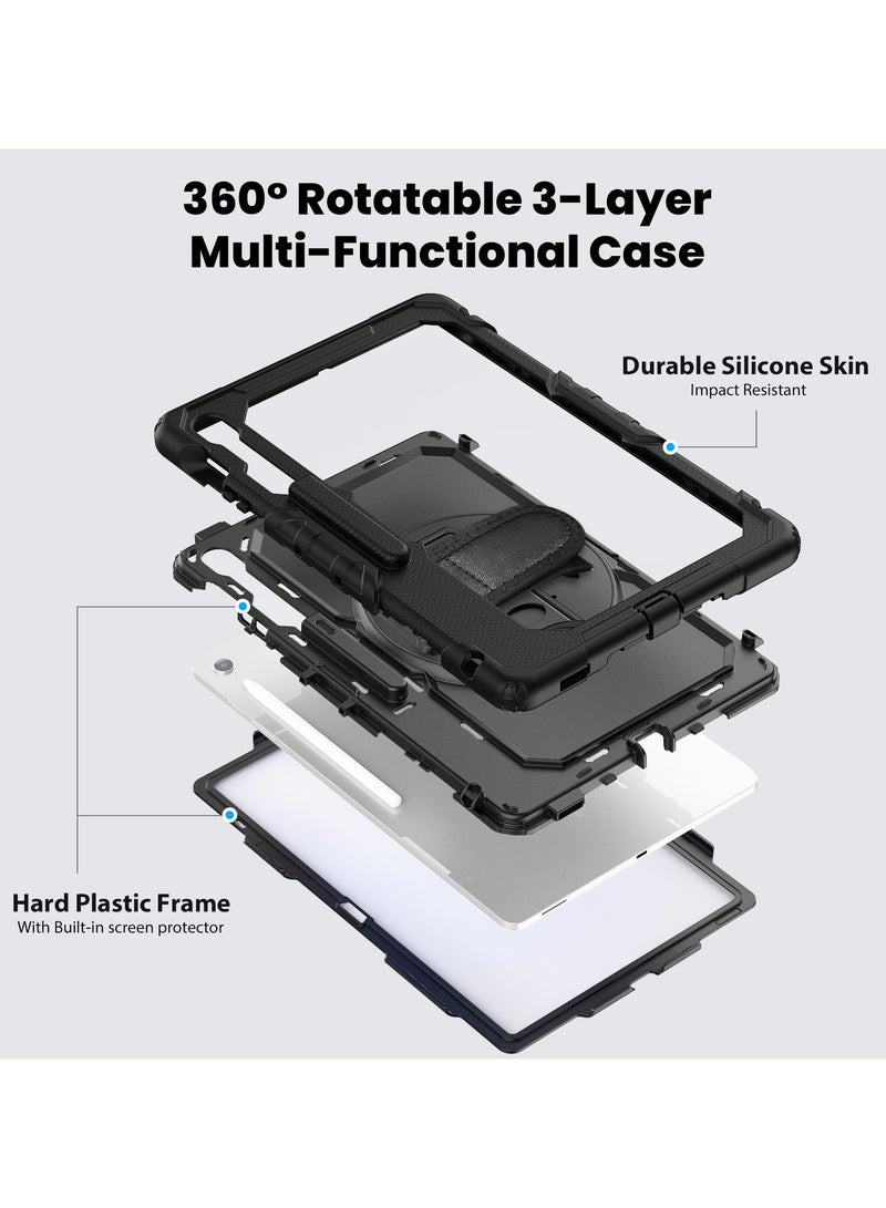 غطاء متوافق مع سامسونج جالكسي تاب S10 FE بلس 13.1 بوصة موديل 2025 (SM-X620/X626B) - غطاء مقاوم للصدمات مع حزام يد دوار 360 درجة/حامل/حزام كتف - Image 2