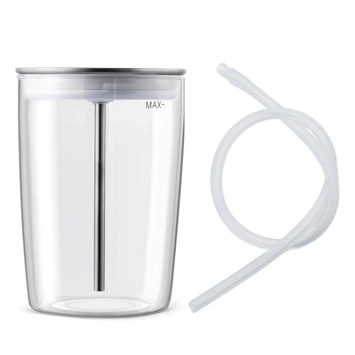 LAUCIPPOS Glass Milk Container for Jura Espresso Coffee Machine Z8,Z6,J6,S8, S80, E8,GIGA X8cG2/X8G2/X3cG2/X3G2/5,X8,X10,WE8,W3,X7,ENA 8,Micro 90,E6,D6,16.9oz jug - Image 1
