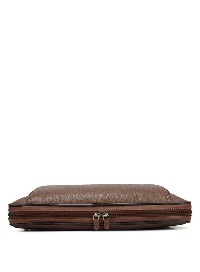 Da Milano Leather Brown Laptop Bag with Adjustable Shoulder Strap - Image 5