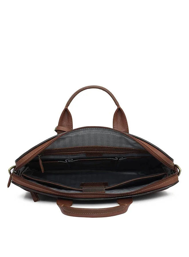 Da Milano  Leather Brown Laptop Bag with Adjustable Shoulder Strap for Men | Best Price UAE