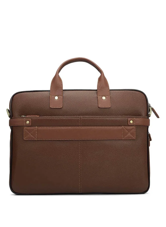 Da Milano  Leather Brown Laptop Bag with Adjustable Shoulder Strap for Men | Best Price UAE