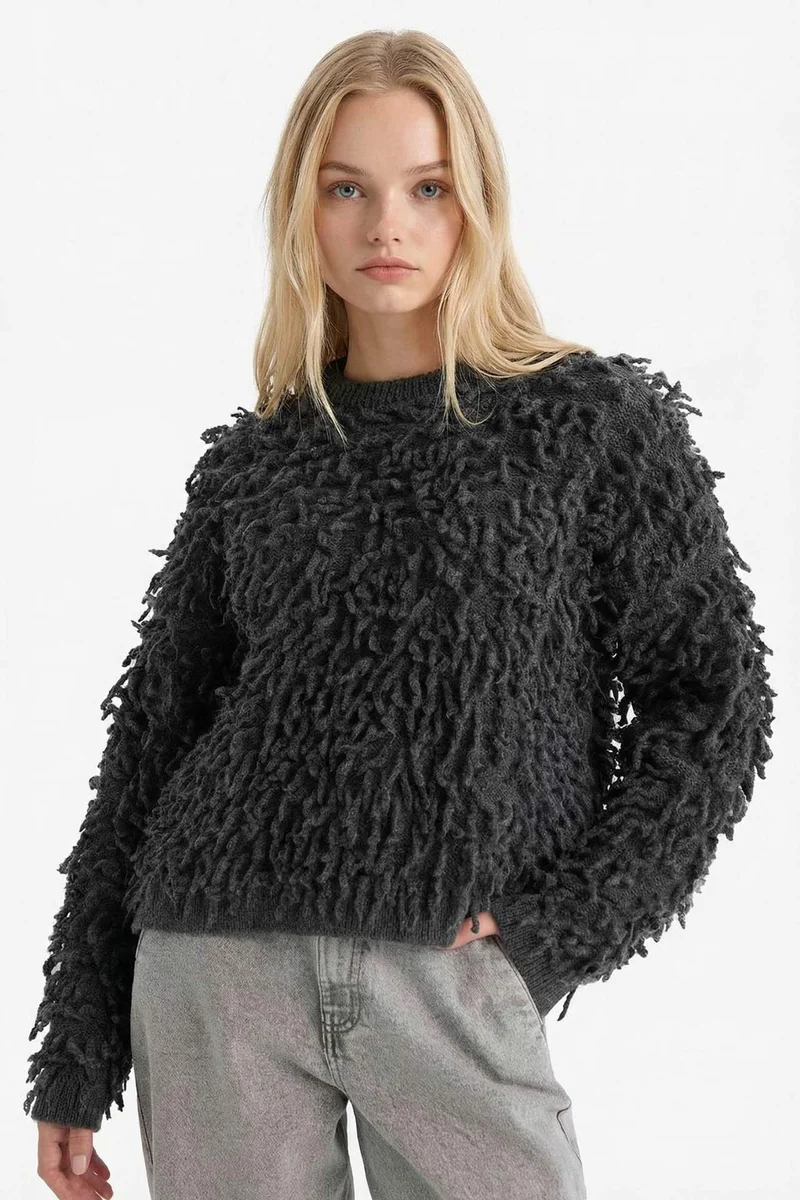 Defacto Regular Fit Crew Neck Knitwear Pullover