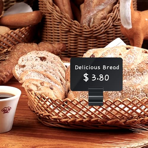 Mlici 14 Pack Sign Labels Clip Holder, Plastic Food Tray Label Holder, Reusable Labels Clip on Sign Holders for Cup Bowl Pan Buffet Deli Trays Board Bake Signs - Image 5