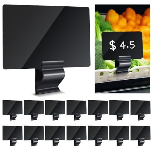 Mlici 14 Pack Sign Labels Clip Holder, Plastic Food Tray Label Holder, Reusable Labels Clip on Sign Holders for Cup Bowl Pan Buffet Deli Trays Board Bake Signs - Image 1