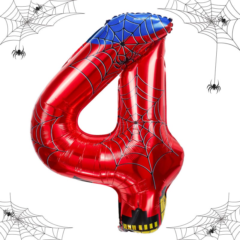 laackys 40 inch spider theme number foil balloons, children's party balloon supplies with classic numbers 1 to 9, birthday decoration supplies,number large balloons for spider theme parties(4) - Image 1