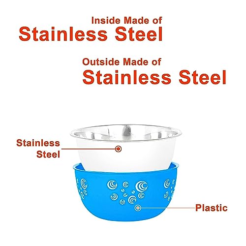 Zaib Microwave Safe Stainless Steel Food Storage Container with Lid | Euro Mixing Bowl Set for Kitchen | 500ml, 800ml, 1250ml | Pack of 3 | Reheatable, BPA-Free (3 Print Blue Spiral) - Image 4