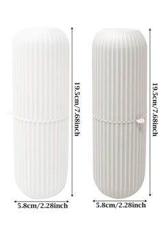 KHAJUL 2 PCS Travel Toothbrush Case and Carrier, Portable Business Trips Wash Cup Holder, Organizer for Trips and Daily Use (Grey/White)  - Image 2