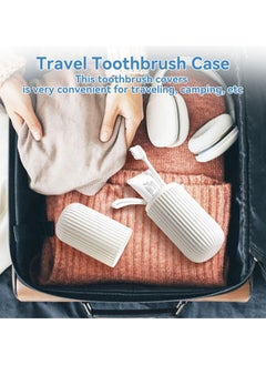KHAJUL 2 PCS Travel Toothbrush Case and Carrier, Portable Business Trips Wash Cup Holder, Organizer for Trips and Daily Use (Grey/White)  - Image 4