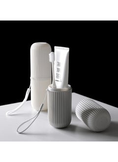 KHAJUL 2 PCS Travel Toothbrush Case and Carrier, Portable Business Trips Wash Cup Holder, Organizer for Trips and Daily Use (Grey/White)  - Image 5