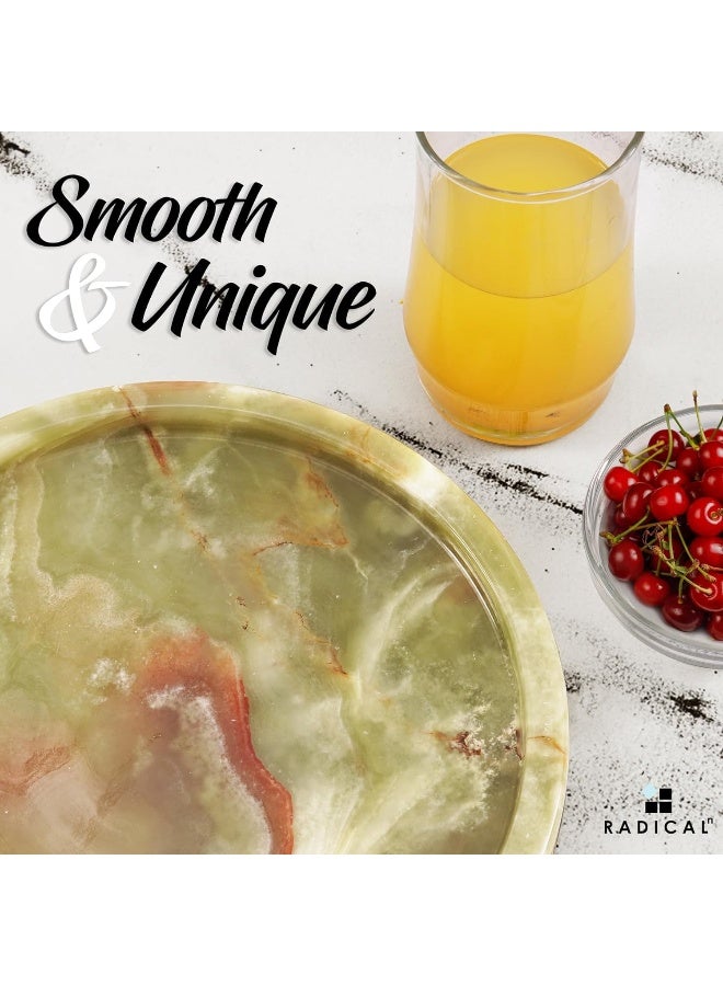 Radicaln Marble Serving Tray 10" Inches Green Handmade Round Trays for Party Supplies Ideal Food & Cafeteria Trays for Kitchen, Serving Dishes & Platter - Image 4