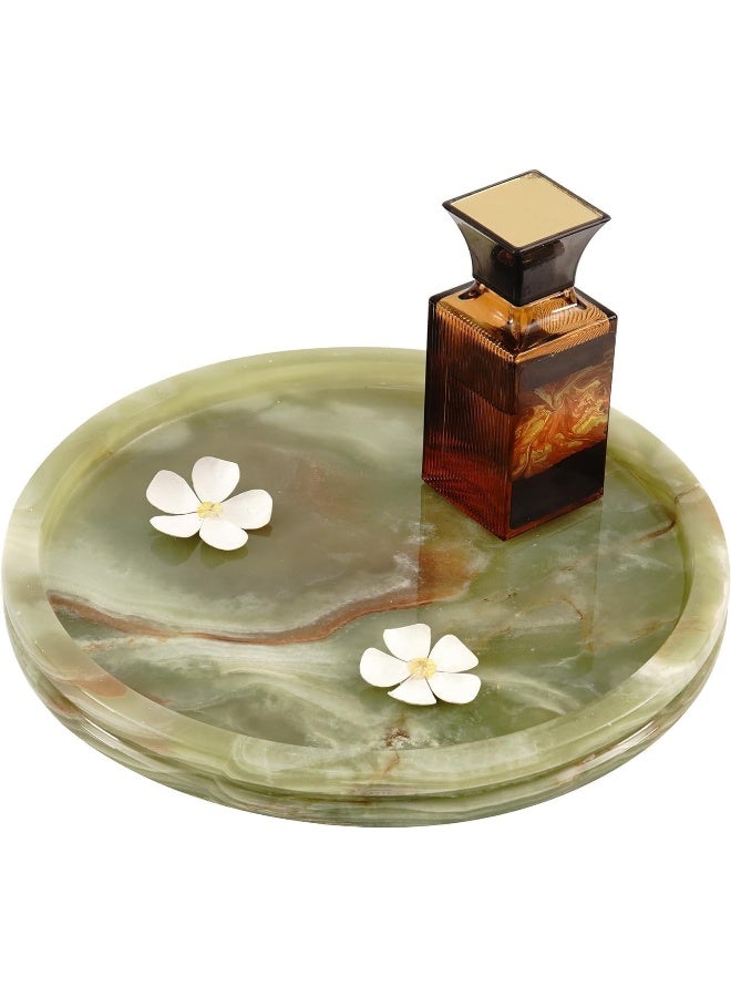 Radicaln Marble Serving Tray 10" Inches Green Handmade Round Trays for Party Supplies Ideal Food & Cafeteria Trays for Kitchen, Serving Dishes & Platter - Image 1