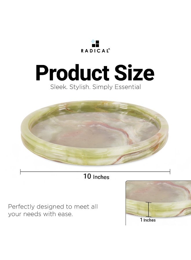 Radicaln Marble Serving Tray 10" Inches Green Handmade Round Trays for Party Supplies Ideal Food & Cafeteria Trays for Kitchen, Serving Dishes & Platter - Image 3
