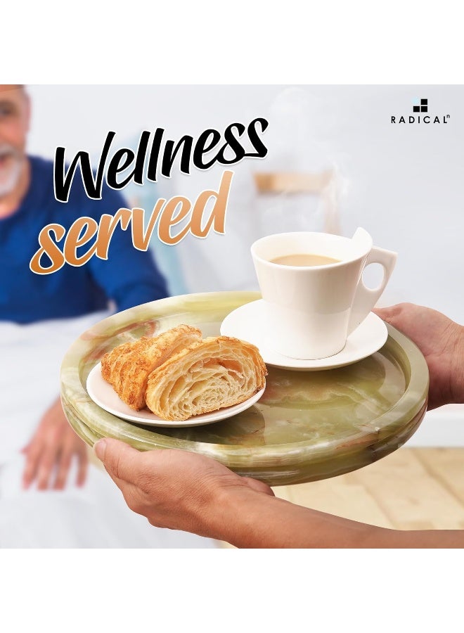 Radicaln Marble Serving Tray 10" Inches Green Handmade Round Trays for Party Supplies Ideal Food & Cafeteria Trays for Kitchen, Serving Dishes & Platter - Image 2