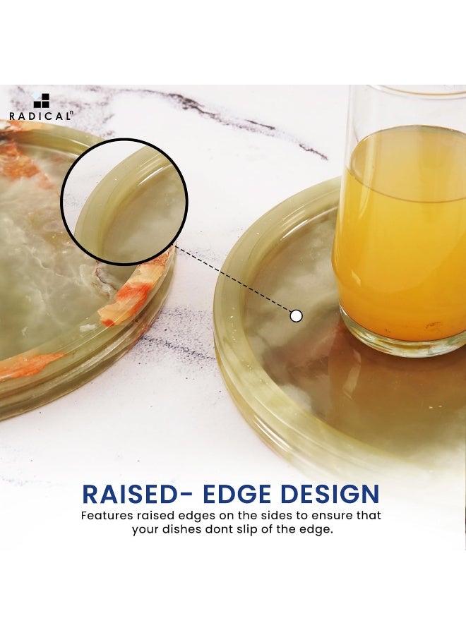 Radicaln Marble Serving Tray 10" Inches Green Handmade Round Trays for Party Supplies Ideal Food & Cafeteria Trays for Kitchen, Serving Dishes & Platter - Image 5