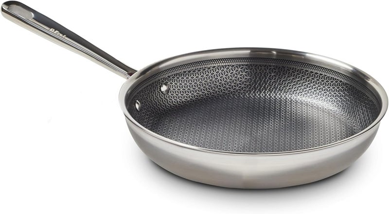T-fal HybridMesh Tri-Ply Stainless Steel Fry Pan 8 Inch, Induction Oven Safe 500F, Metal Utensil Safe, Ideal for Searing, Cookware, Dishwasher Safe Pots and Pans, Needs Pre-Heating, Silver/Black - Image 1
