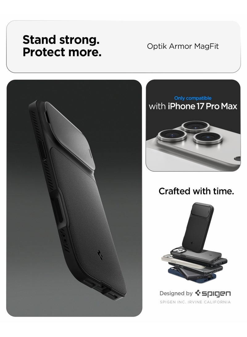 Spigen غطاء حماية Optik Armor MagFit لجهاز iPhone 17 Pro MAX [MagSafe] مع حماية كاميرا مغطاة - أسود - Image 3