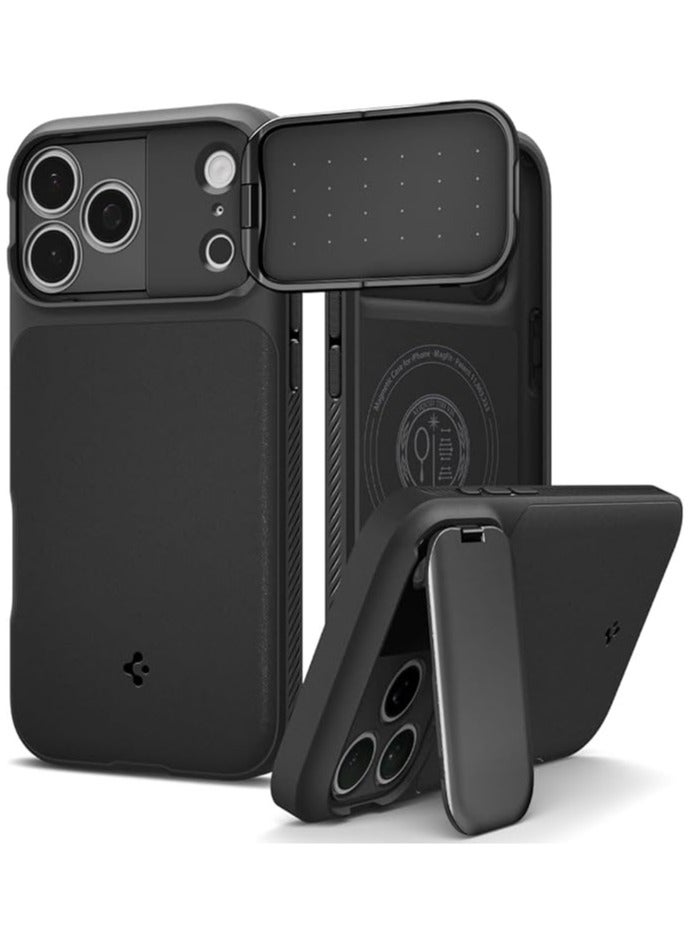 Spigen غطاء حماية Optik Armor MagFit لجهاز iPhone 17 Pro MAX [MagSafe] مع حماية كاميرا مغطاة - أسود - Image 1