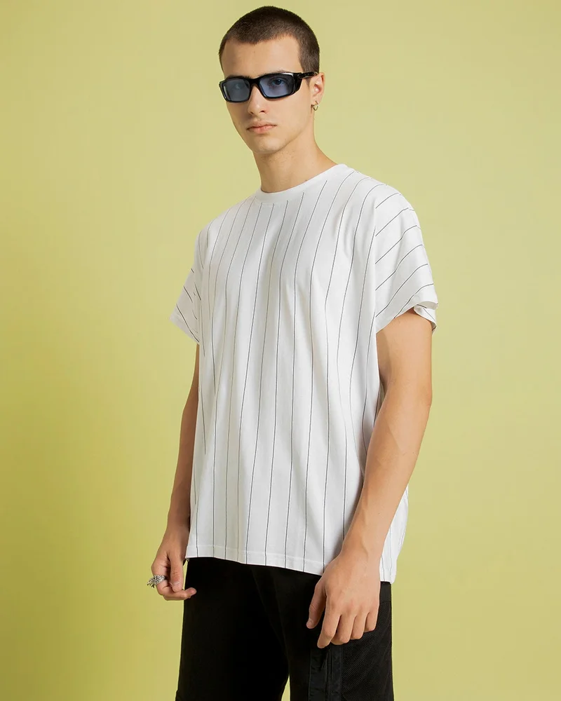 بيواكوف صدرية رجالية مخططة باللون الأبيض