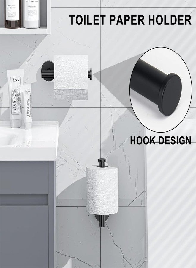 MGahyi 5 Pieces Bathroom Accessories Set, Stainless Bathroom Hardware Set, Extendable Towel Racks for Bathroom(12.8-24.8inch), Robe Towel Hooks Toilet Paper Holder Towel Ring (Black) - Image 5