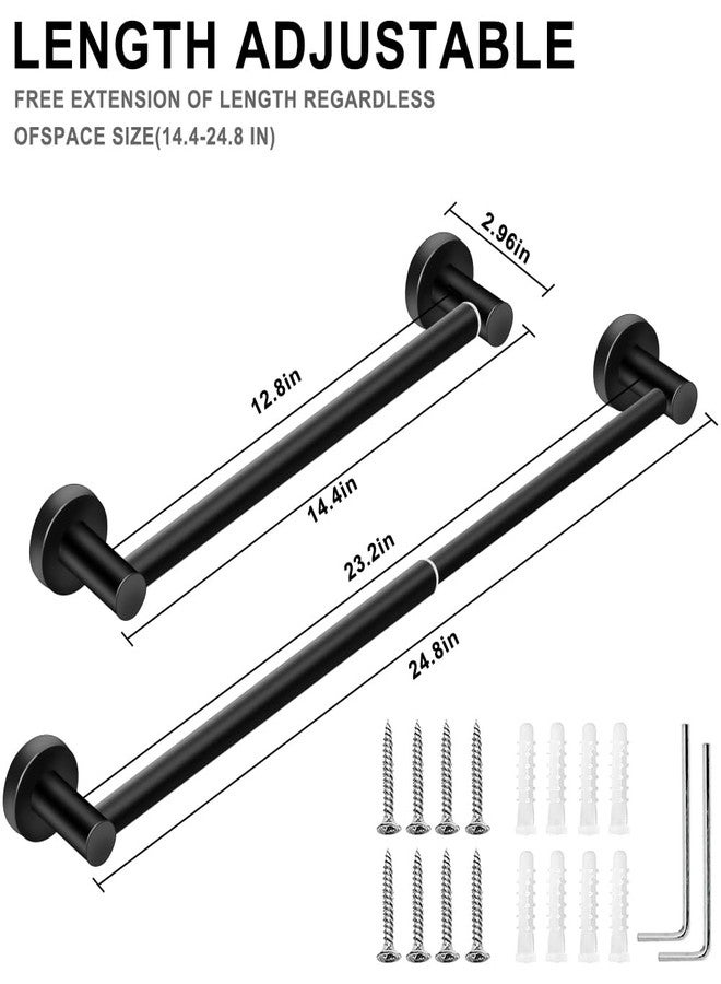 MGahyi 5 Pieces Bathroom Accessories Set, Stainless Bathroom Hardware Set, Extendable Towel Racks for Bathroom(12.8-24.8inch), Robe Towel Hooks Toilet Paper Holder Towel Ring (Black) - Image 3