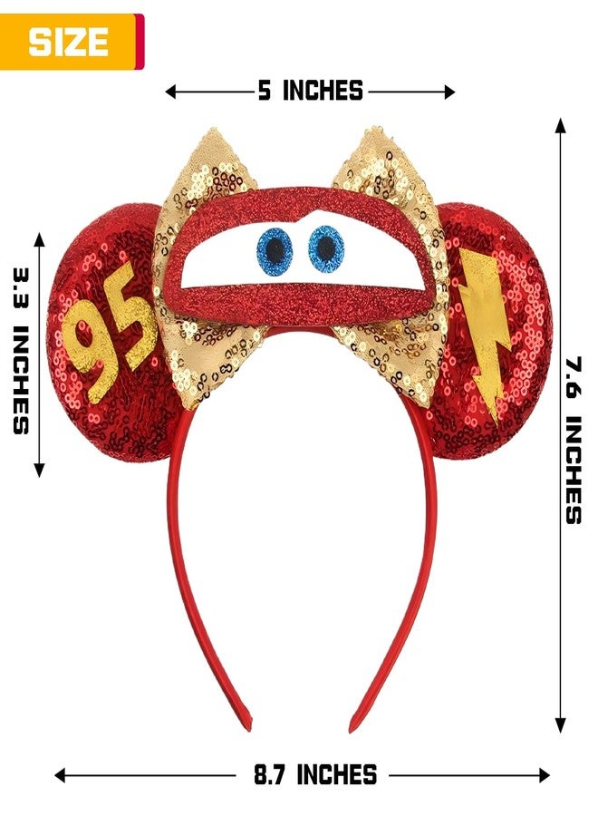 MADO mouse ears headband for women adults kids, princess ears for adult kids women girls boys,Park mini ears headbands for women kids girls (red car) - Image 3