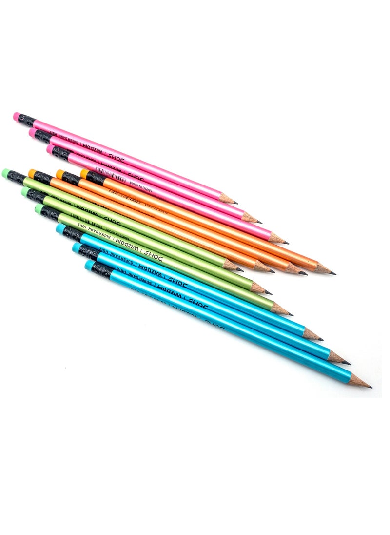 DOMS - 12-Piece Wizdom Eraser Tipped Pencil With Sharpener Gripper and Ruler Set - Image 1