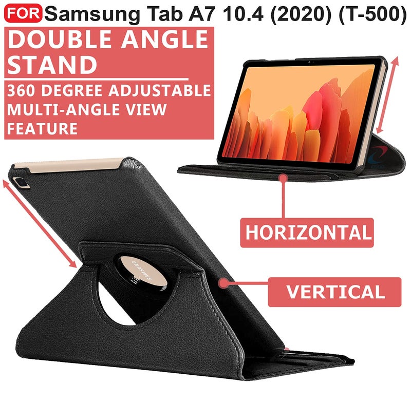 Cedo Samsung Tab A7 (10.4 inch) Flip Cover | Leather Finish | 360 Degree Rotate Back Cover | Shockproof Back Cover Case for Samsung Galaxy Tab A7 (10.4 inch) (2020) SM-T500 / T505 (Black) - Image 3