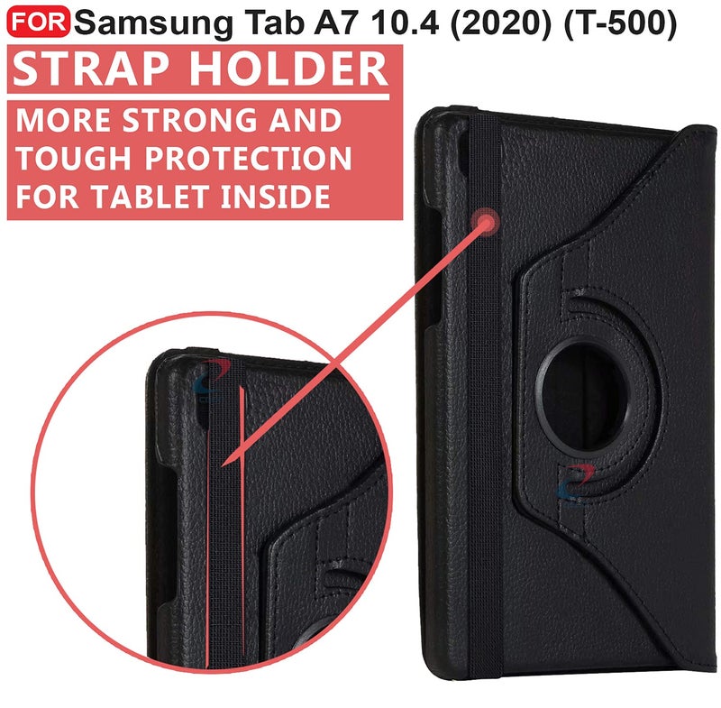Cedo Samsung Tab A7 (10.4 inch) Flip Cover | Leather Finish | 360 Degree Rotate Back Cover | Shockproof Back Cover Case for Samsung Galaxy Tab A7 (10.4 inch) (2020) SM-T500 / T505 (Black) - Image 4